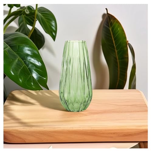 Image of SPHINX Decorative Glass Vase for Flowers Plants Home Decor Office Living Table Decorations, Vases for Home Decor, Luster Glass Vase,Modern - (Green Diamond Cut, 10 Inches)