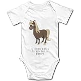 is It Too Early. Baby Pony Horse Rider Funny Joke New Baby Girl Present Short Sleeve 0-3 Months White
