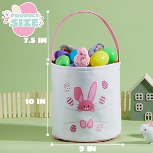 Joyin 2 pcs easter bunny cotton basket set personalized easter basket with name sign space blue pink bunny patterns gift bags party favor storage container for kids  urban country home decor