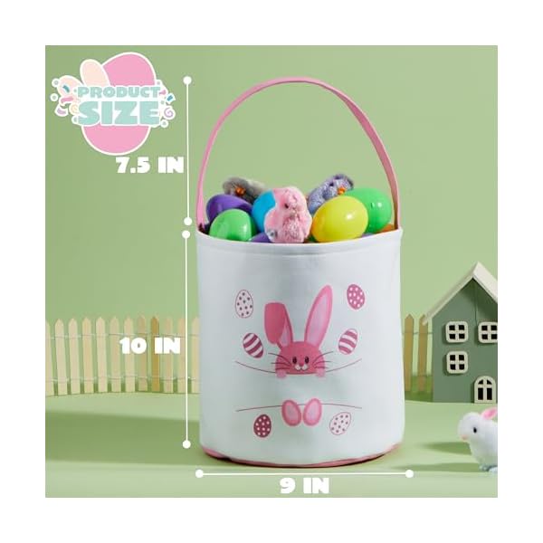 Joyin 2 pcs easter bunny cotton basket set personalized easter basket with name sign space blue pink bunny patterns gift bags party favor storage container for kids  urban country home decor