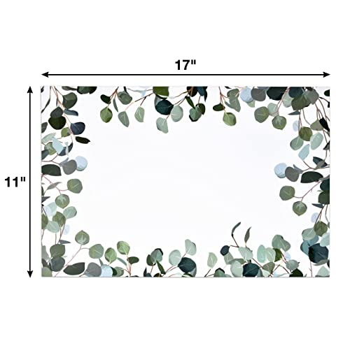 Gift Boutique 50 Pcs Disposable Eucalyptus Greenery Paper Place Mats 11" x 17" Green Leaf Coated Placemat Floral Summer Spring Birthday Party Supplies - Image 4