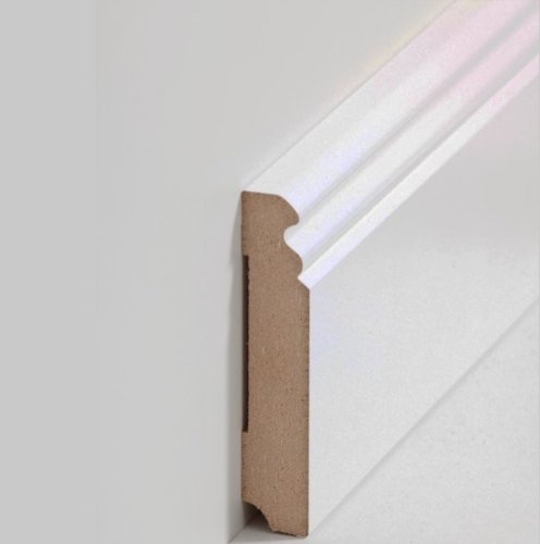 Preisvergleich Produktbild 12,5 Meter Südbrock Fußleisten / Sockelleisten "Wiesbaden" (Berliner Profil / MDF foliert / 719.096) - weiß