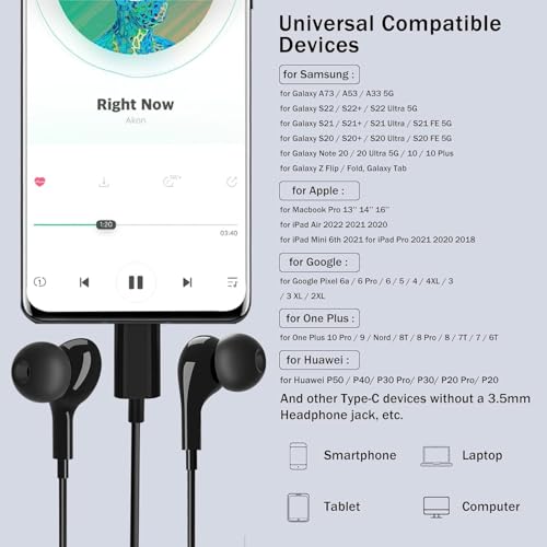 USB C Headphones for Samsung Galaxy S26 S25 S24 Ultra iPhone 17 16 Pro Max