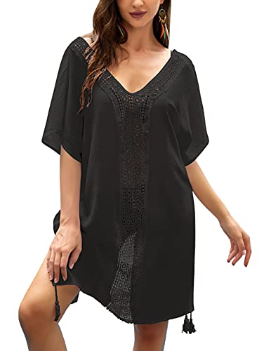 AI'MAGE Robe de plage pour femme avec col en V - noir - XX-Large Cover
