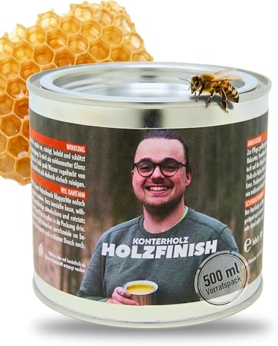 Konterholz Holzwachs 500 ml - Farbloses Holzfinish mit Bienenwachs | Möbel und Holzpflege | Holzschutz für Möbel, Küchenholz und DIY | Made in Germany | Zugelassen für Kinderspielzeug nach DIN EN 71-3