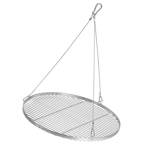 BBQ-Toro Grille en acier inoxydable ronde | Ø 60 cm | Grille suspendue avec corde pour trépied | Accessoire de cuisson extérieur, grille pour barbecue,...