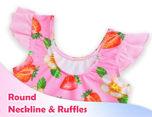Girls Bathing Suit One Piece Swimsuits Ruffles Swimwear with Skirt UPF 50+ Sun Protection for Kids Child Beach4