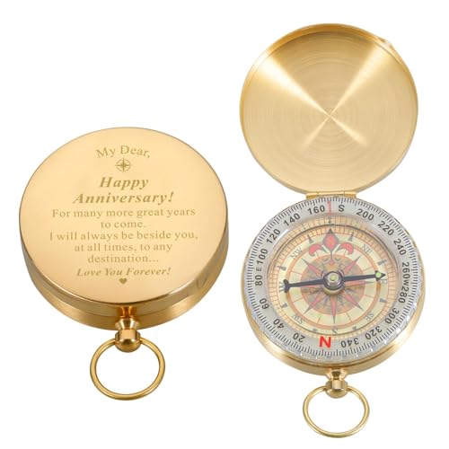 FOOZDEEVAAQ 50th Anniversary Steel Compass for Him Her, Valentines Day Gifts, Waterproof, Shakeproof
