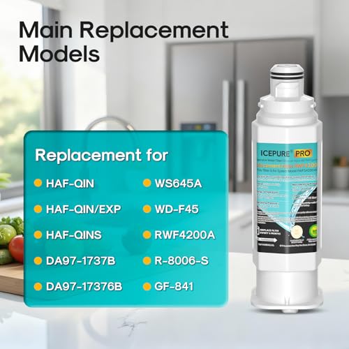 Image of ICEPURE PRO DA97-17376B Refrigerator Water Filter Replacement for Samsung HAF-QIN /EXP, HAF-QIN, RS27T5200SR WS645A RS22T5201SR RF28R7201SR RF32CG5400SR RF27CG5400SR DA97-08006C WD-F45 RWF4200AH, 3PACK