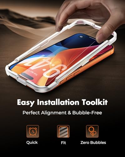 Image of UNBREAKcable 2-Pack Screen Protector for iPhone 17 Pro Max, Military-Grade Shatterproof Tempered Glass [9H+ Hardness] [Easy Installation Frame] [99.99% HD Clear] for Apple iPhone 17 Pro Max