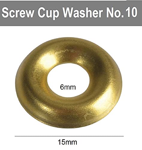 TERF® 100 Pcs Brass Plated Screw Cup Washer Size No.10 Countersunk Screw Surface Finishing Cup Washers Gauge Size No. 10g - Image 3