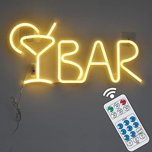 GUOCHENG Letrero de barra de neón decorativo LED iluminado con letras preiluminadas con control remoto, letras iluminadas de neón, decoración de barra iluminada (blanco cálido) Cover