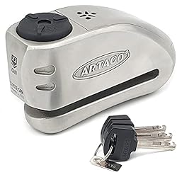 Antirrobo Artago Moto Artago 32 Candado Moto Antirrobo Disco con Alarma Don't Touch 120 db, Alta Gama, ø15 Cierre S.A.A, Homologado Sra, Acero Inoxidable