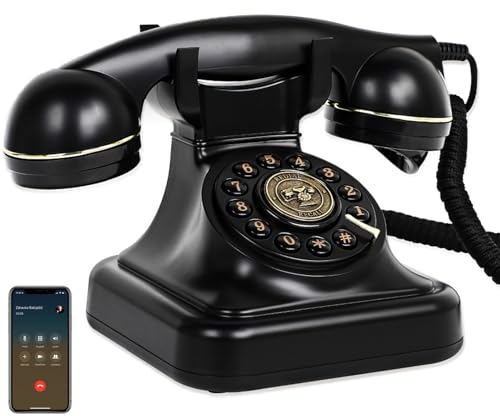 ROOMEDAL Bluetooth Retro Phone Landline Telephone,Bluetooth Home Phone with Speakerphone,Voice Assistant, Volume Control,Music Playback,USB Rechargeable,Hands-Free Calling for Bedroom, Home