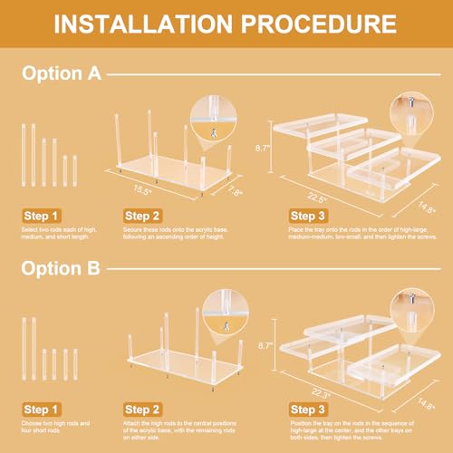Bakzon 3 Tier Serving Tray for Entertaining, Acrylic Dessert Table Display Set for Party Supplies, Serving Platters and Trays for Food, Cupcake Buffet Dessert Risers Stands for Weddings Baby Shower — view 4