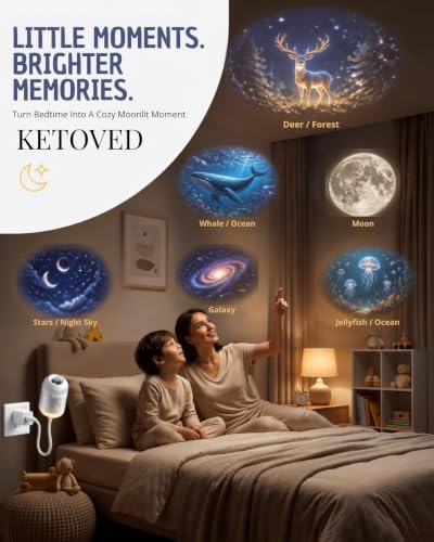 Image of Galaxy Star Projector Night Lamp | 2-in-1 Starry Sky Projector & LED Night Light | USB Portable Moon Projection Lamp for Bedroom, Kids Room & Home Decor (Fullmoon 6)