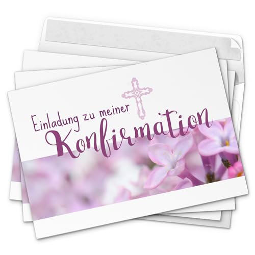 10 x Einladungskarten zur Konfirmation mit Umschlägen/Für Mädchen/Konfirmationskarten/Einladungen zur Feier