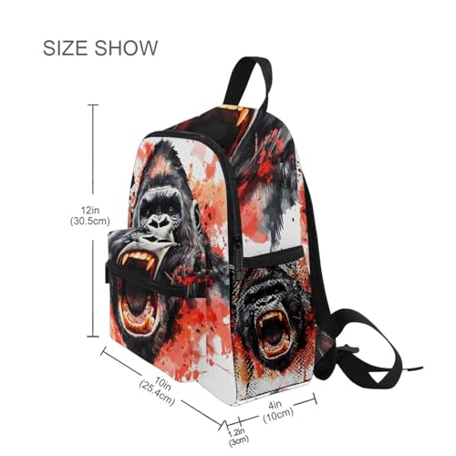 ALAZA Toddler Backpack for Boys Girls King Kong Roar Red Splash Cute Kids Backpack Mini Kindergarten Elementary Back Pack for Daycare Travel 12" H4