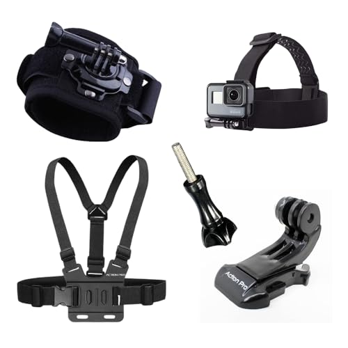 Image of Action Pro Accessories Kit Head Strap+Chest Strap+J Hook 360 Wrist Strap with Screw Compatible with GoPro-13 /12 /11 /10 /9 /8 /7 /6 /5 /4 /3+ /3 /SJCAM /Insta360 /Yi /Xiaomi /4K Eken.etc