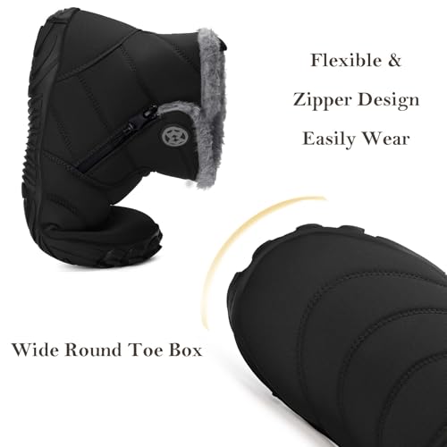 Womens Mens Barefoot Snow Boots Warm Ankle Booties Fur Lined Winter Shoes Outdoor Sneakers with Zero Drop Sole & Wide Toe Box,42 by Eagsouni - Image 5