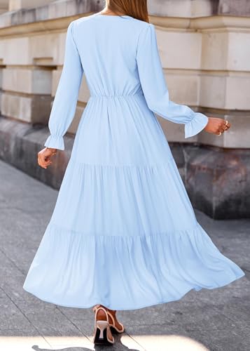 Lazysmile Long Sleeve Dress for Women Light Blue — view 2