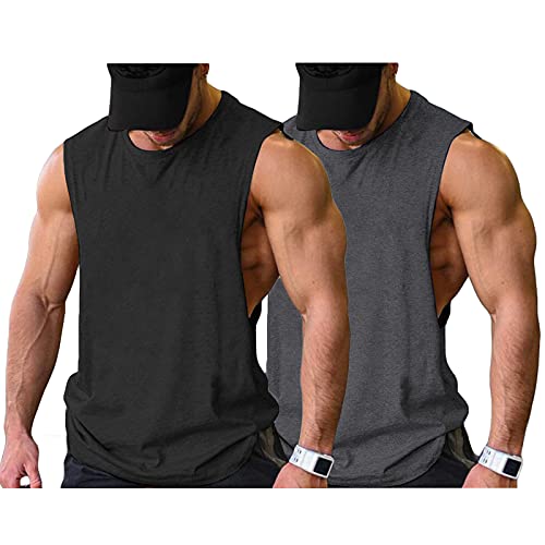 Image of COOFANDY Men Workout Tank Top 2 Pack Gym Bodybuilding Sleeveless Muscle T Shirts
