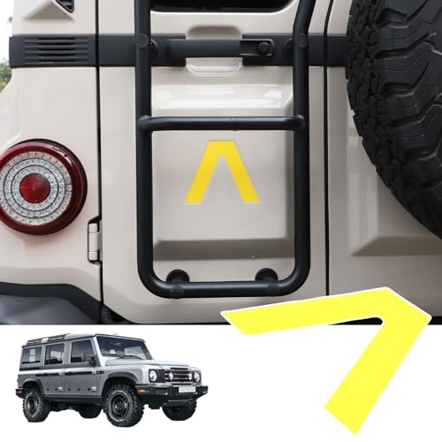 Image of Car Trunk Door Inverted Letter A Sticker Compatible with Ineos Grenadier 2020-2024 Trunk Door Decorative Stickers Tailgate Side V-Shaped Stickers Accessories (Yellow)