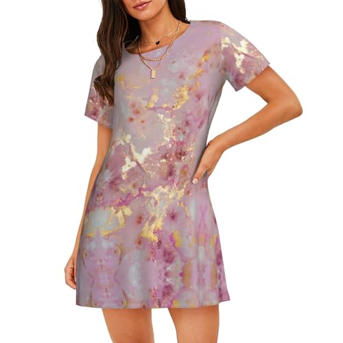 Robe de nuit légère en marbre rose pour des soirées cocooning