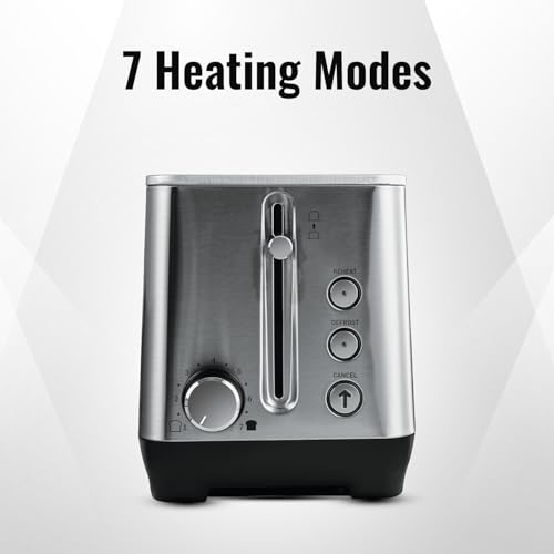Image of Sujata 900 W Pop-up 2 Slice Stainless Steel PT11 Toaster | 7 Heating Modes | Cool Touch | Reheat and Defrost Function | High Lift Toast | Extra Wide Toast Slot