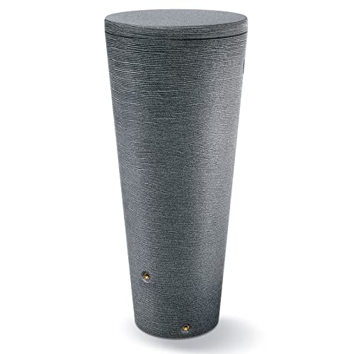 Regentonne Granitgrau Regenwassertank Varese 320 Liter aus UV- und witterungsbeständigem Material. Regenfass BZW. Regenwassertonne mit kindersicherem Deckel und hochwertigen Messinggewinden