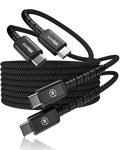 imuto USB C to USB C Cable (6.6ft, 2-Pack) 100W Fast Charging Cable Braided for iPhone 15/15Pro/15Plus/15ProMax MacBook Pro 2020,iPad Pro 2020, iPad Air 4,Samsung Galaxy S23+/S23 Ultra (Black)