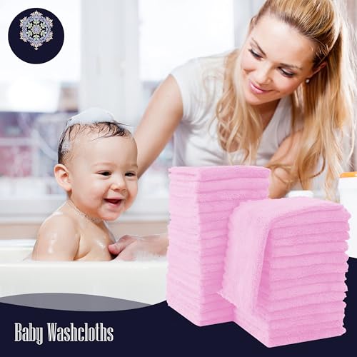 Image of 32 Pack Baby Washcloths - 10x10 Inch, Microfiber Baby Towel - Absorbent and Soft Baby Wash Clothes for Newborns, Infants and Toddlers - Quick Dry Baby Boys and Girls face Towel - Frozen Berry