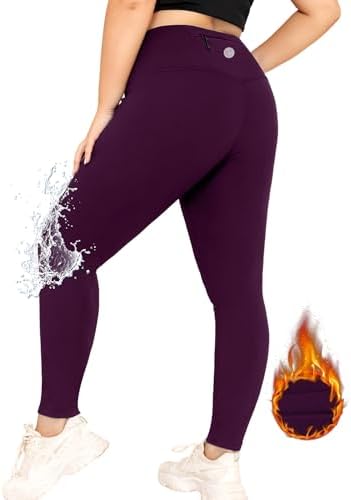 LALAGEN Womens Plus Size Fleece Lined Leggings Water Resistant Th...