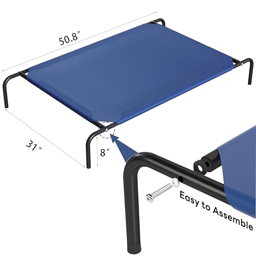 Elevated Dog Bed for Large Dogs,Raised Dog Cots,Indoor & Outdoor Cooling Waterproof Pet Hammock with Washable Breathable Mesh,Blue 50in - Image 5