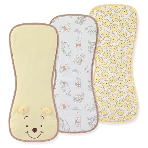 Image of Disney Baby Winnie the Pooh Burp Cloths 3 Pack Soft Absorbent 20 inch x 10 inch Leakproof Burping Rags for Newborn and Infants