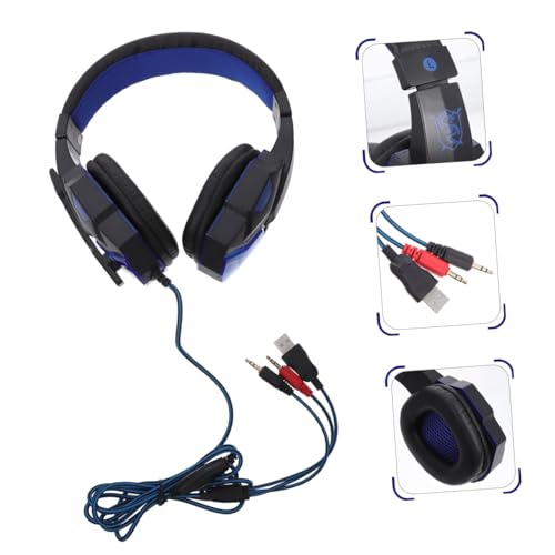 Casque de jeu PC gamer filaire noir et bleu doté d'un micro antibruit - 3