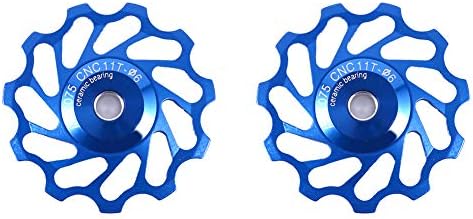 Rear Derailleur Pulley Bike Jockey Wheel Pulley 2pcs Ceramic Pulley Rear Derailleur Guide Roller Part Jockey Wheels for Mountain Bike Road Bike(11T Blue)