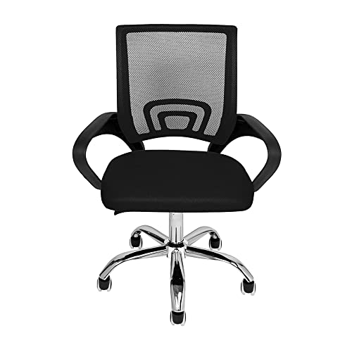 Cadeira Escritório Giratória Wave Com Encosto Em Tela Preta/PPPR Base Cromada