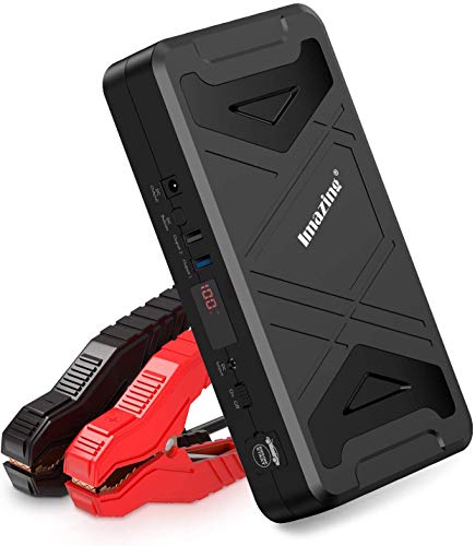 Imazing Portable Car Jump Starter - 2500A Peak 21000mAh (Up to 10L Gas or 10L Diesel Engine) 12V Lithium Auto Battery Booster Power Pack with Jumper Cables, 110V Inverter and QC 3.0
