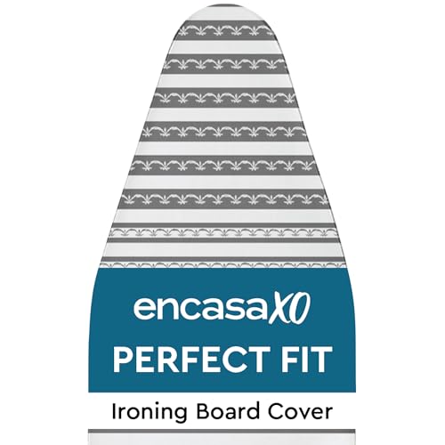 Image of Encasa XO Ironing Board Cover with 3mm Thick Felt Pad for Steam Press (Fits Standard Large Boards of 125x39 cm) Heat Reflective, Scorch & Stain Resistant, Printed - Grey Bunting