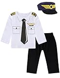 COSLAND Pilot Costume for Boys Todder Halloween Outfit, White, 18-24 Months