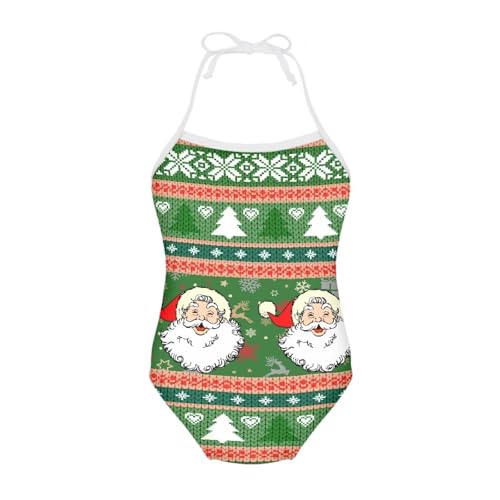 Image of Girls One Pieces Christmas Swimsuit Cute Swimwear Bathing Suits Beach Sport Halter Swimwear Vacation Pool Party Size