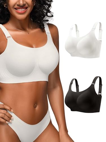 Image of Wireless Bras for Women No Underwire Comfortable Seamless - S-3XL | Jelly Gel Support and Lift, Invisible under Tshirt, Breathable Padded Bralette for Everyday Wear, Full Coverage, Wirefree