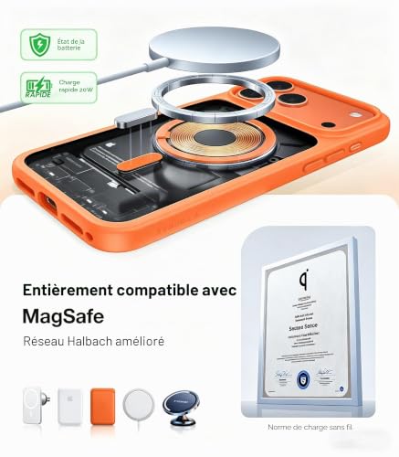 Coque iPhone 17 Pro Max TORRAS MagSafe orange antichoc