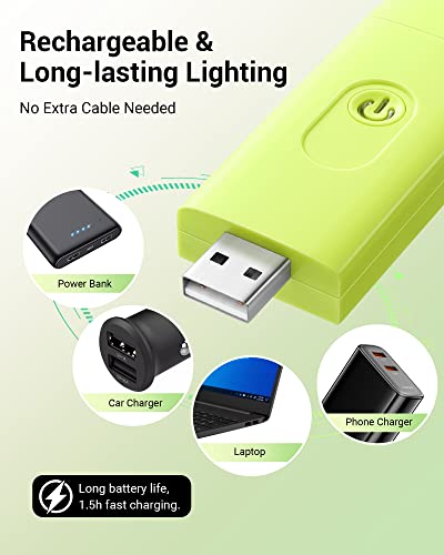 Image of DEWENWILS USB Rechargeable Book Reading Light with Clip, LED Clip on Book Light for Reading at Night, Flexible Booklight for Kids, Warm White, Brightness Adjustable for Eye Protection (Green)