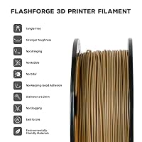 Flashforge 3D Drucker Filament Holz PLA 1.75mm,Glatte Seidenstruktur,Zähigkeit, 3D Druck Filamente 1kg-Dimensionale Genauigkeit+/-0.02mm,Umweltfreundlichkeit, kein Rauch und kein Geruch (Dunkelholz) – Ansicht 2