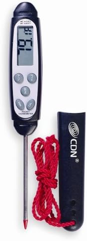 CDN Q2-450X Proaccurate Quicktip Digital Thermometer on a rope, Black.