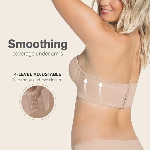 Leonisa Strapless Bras for Women - Underwire Longline Back Smoothing Bra, Full Coverage Support3