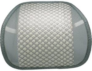 QVS Ergonomic Lumbar Back Support - Elastic Strap - 15.6" x 4" x 15.8" - Cream, Gray - LBP-2A