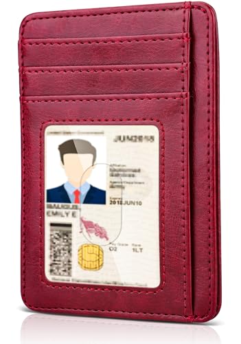 Image of Teskyer Slim Minimalist Wallet for Men, RFID Front Pocket Card Holder | Ultra Slim Front Pocket Design, 8 Card Slots, RFID Protection, Smooth Faux Leather for Everyday Carry